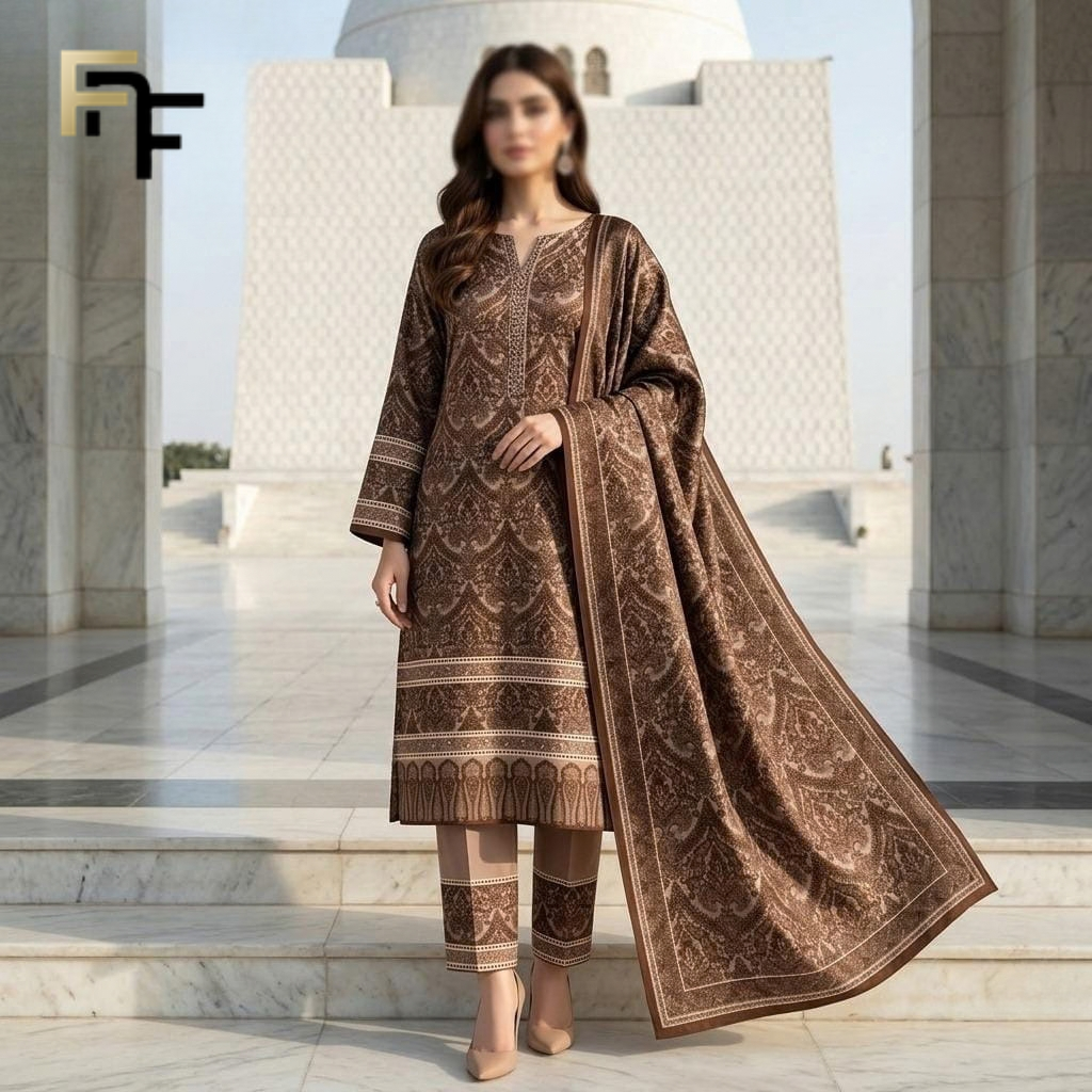 Premium Silk 3-Piece Unstitched Suit – FNF-SLK-010