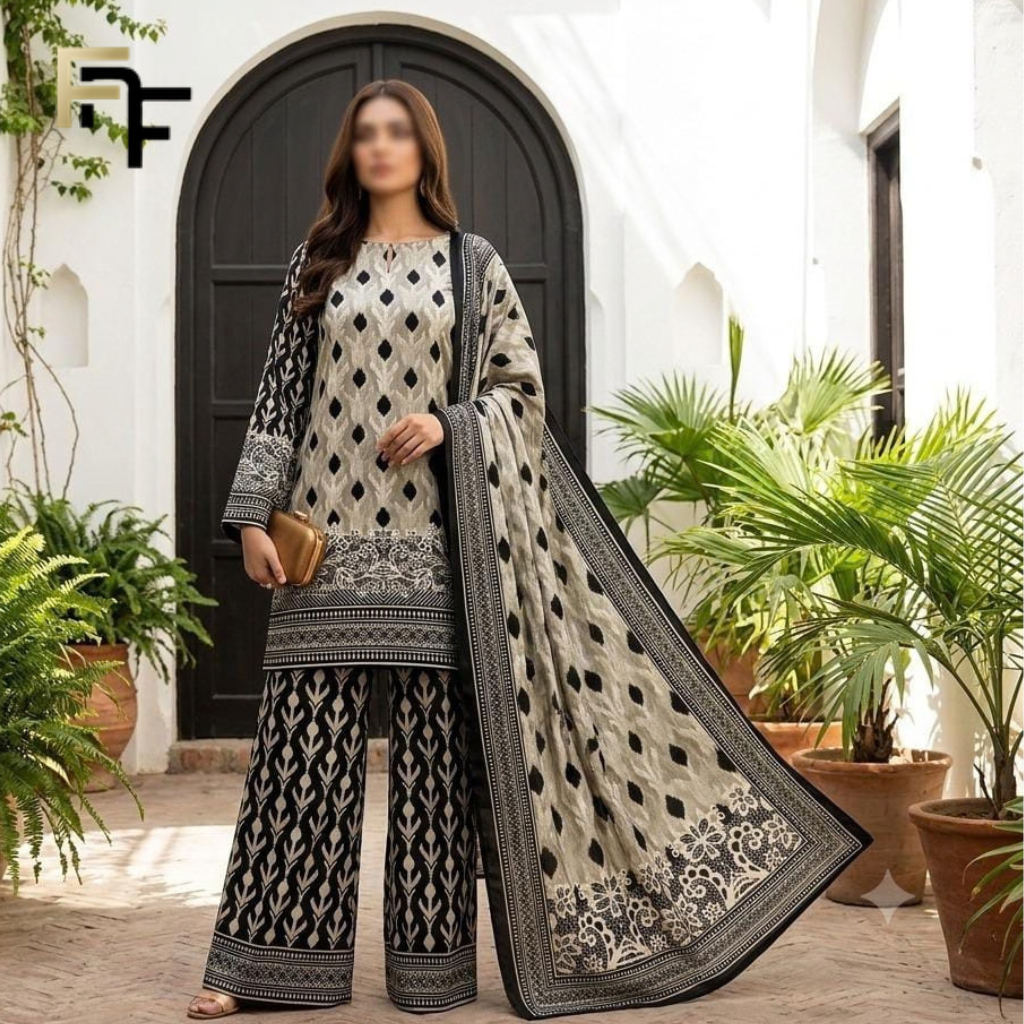 Premium Silk 3-Piece Unstitched Suit – FNF-SLK-011