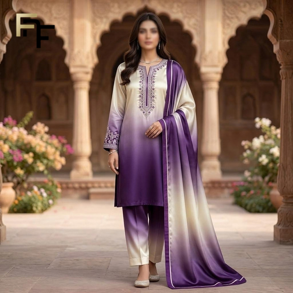 Premium Silk 3-Piece Unstitched Suit – FNF-SLK-013