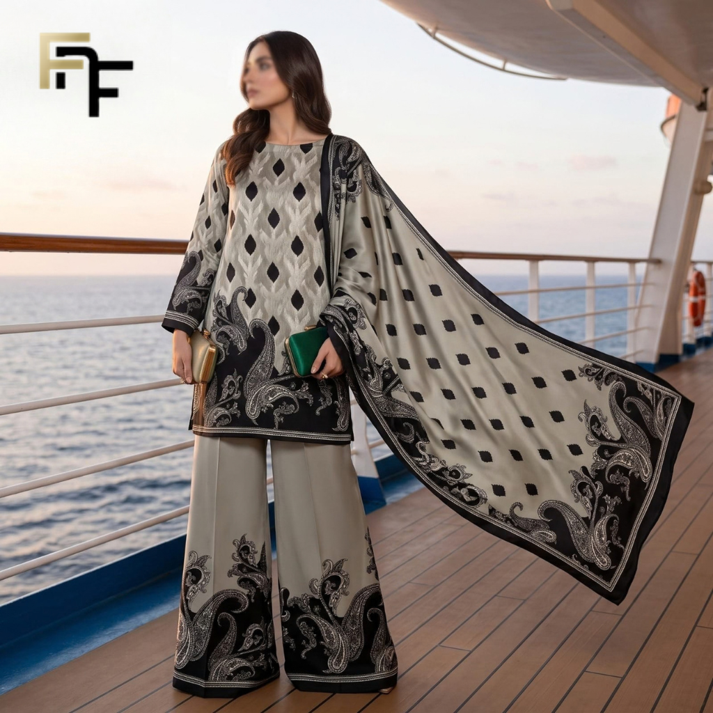 Premium Silk 3-Piece Unstitched Suit – FNF-SLK-014