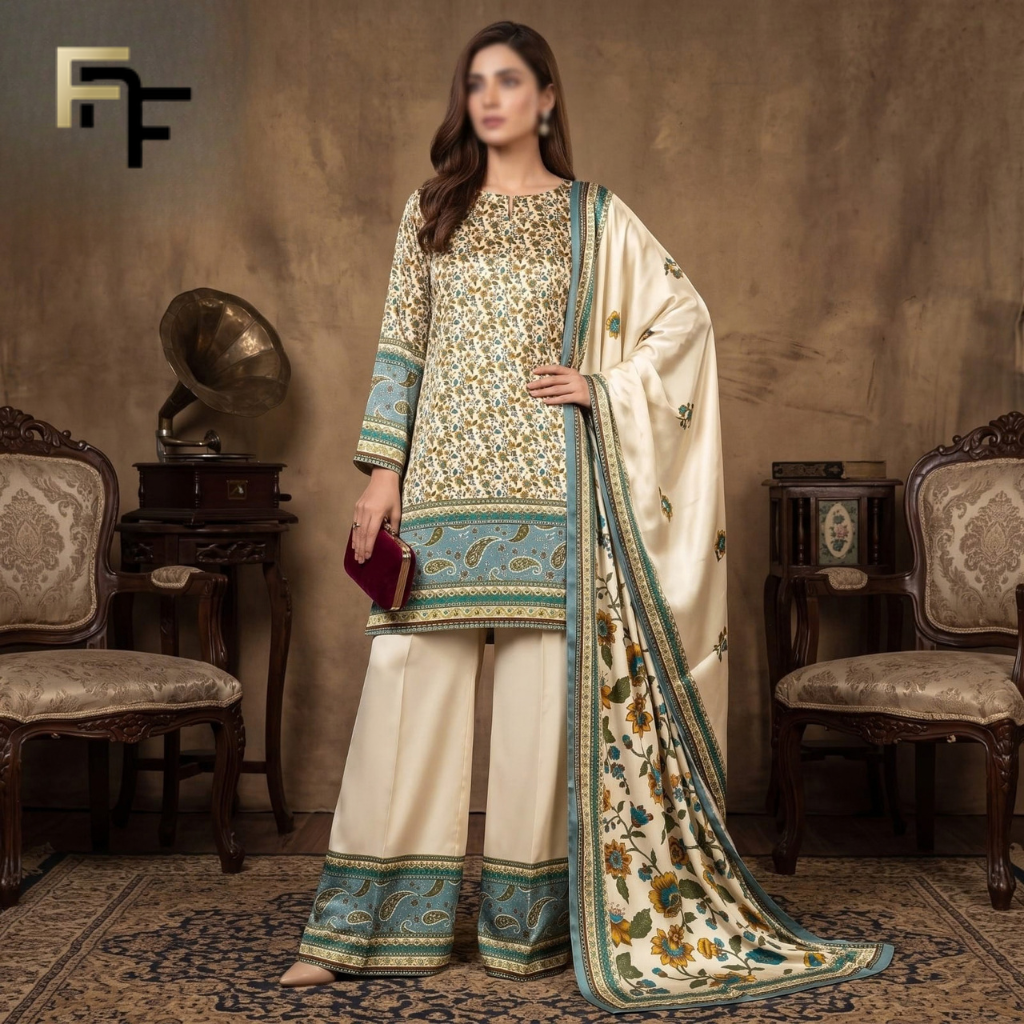Premium Silk 3-Piece Unstitched Suit – FNF-SLK-015