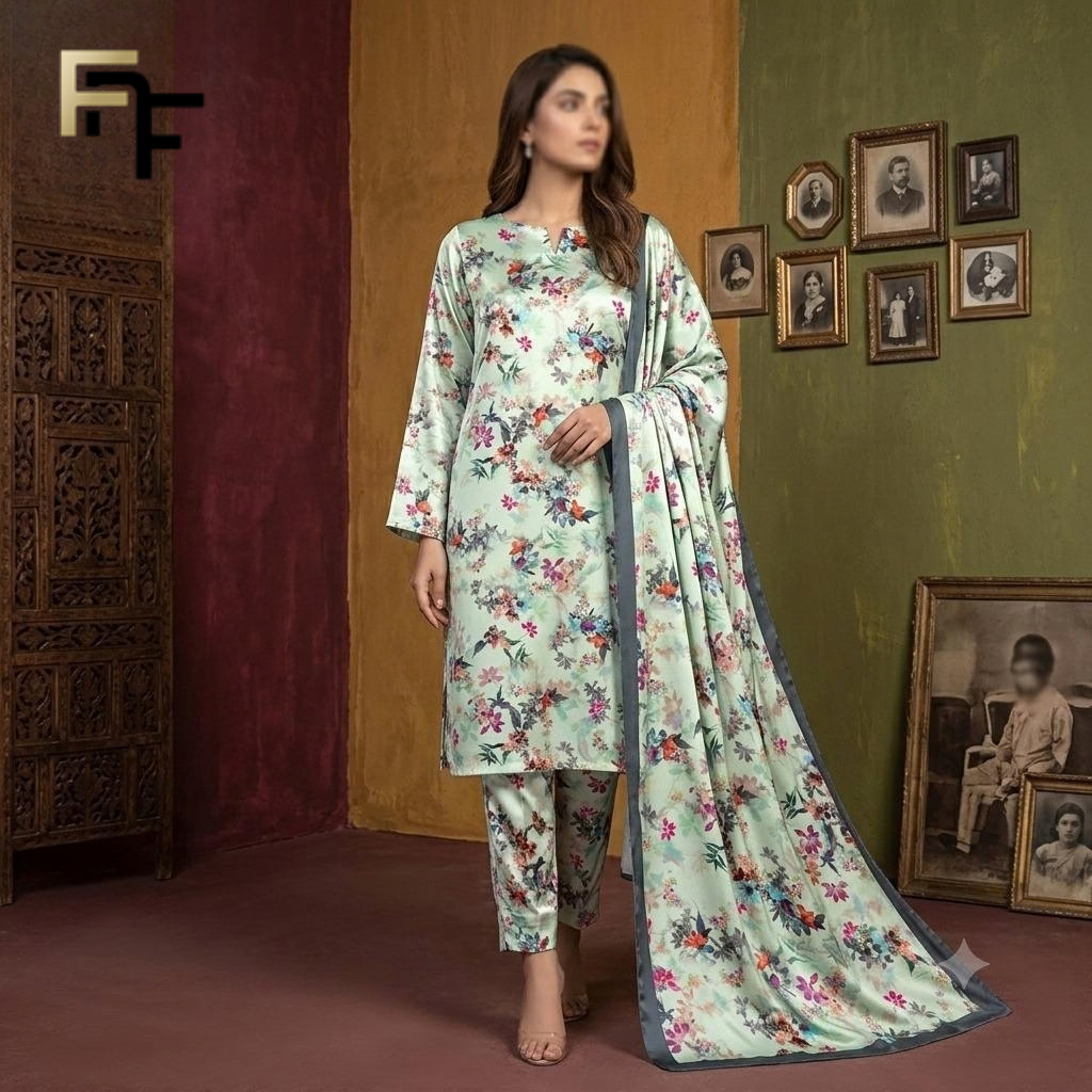 Premium Silk 3-Piece Unstitched Suit – FNF-SLK-016