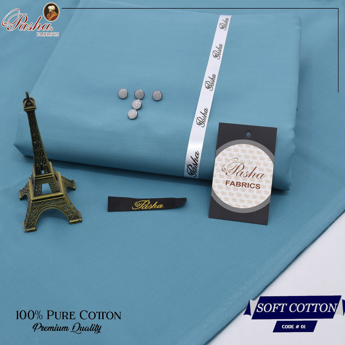 Pasha soft cotton suit for men in ferozi blue