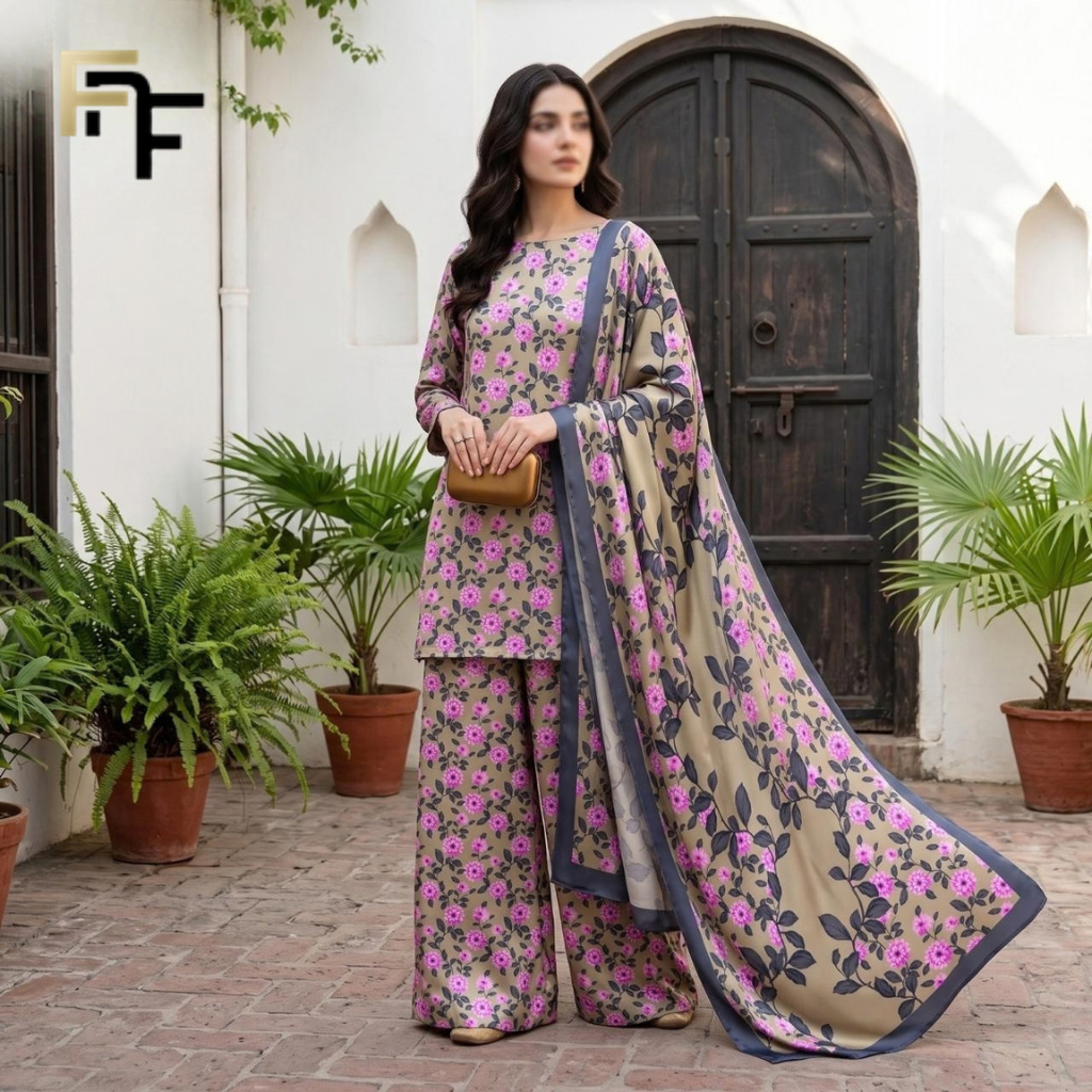 Premium Silk 3-Piece Unstitched Suit – FNF-SLK-002