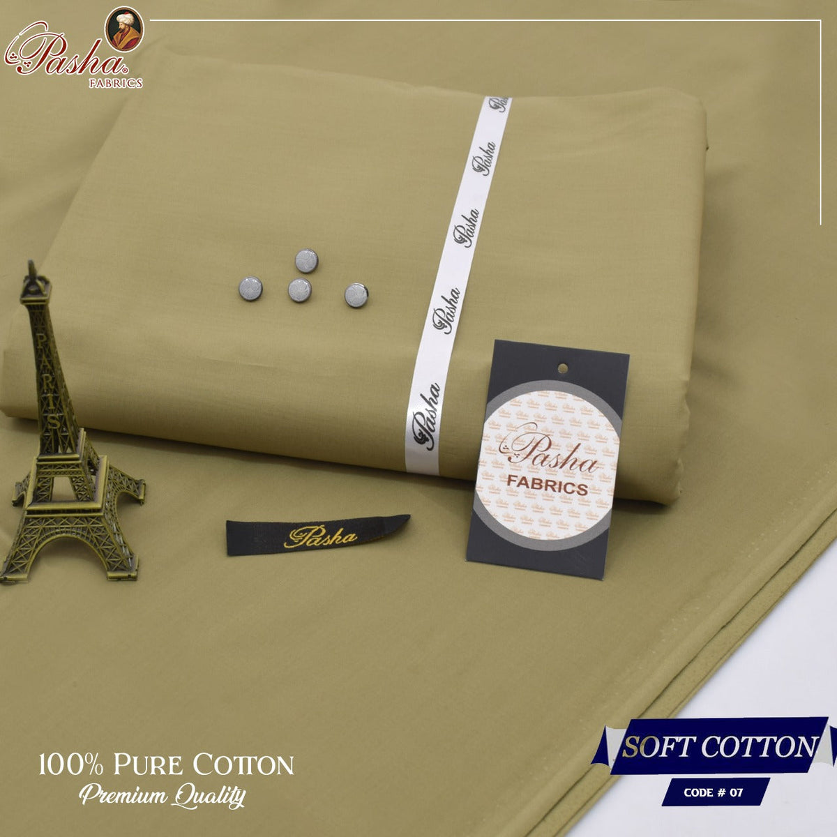 Pasha soft cotton suit for men in light brown mustard