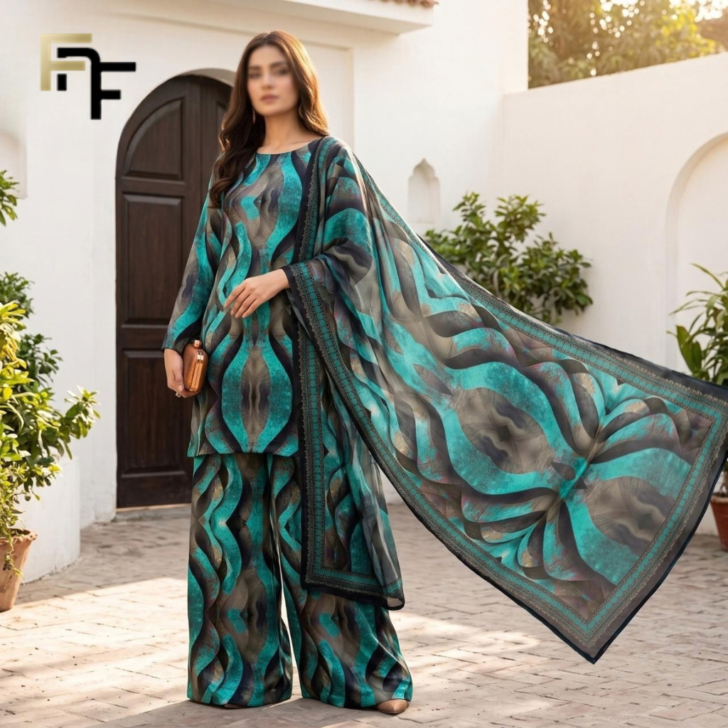 Premium Silk 3-Piece Unstitched Suit – FNF-SLK-008