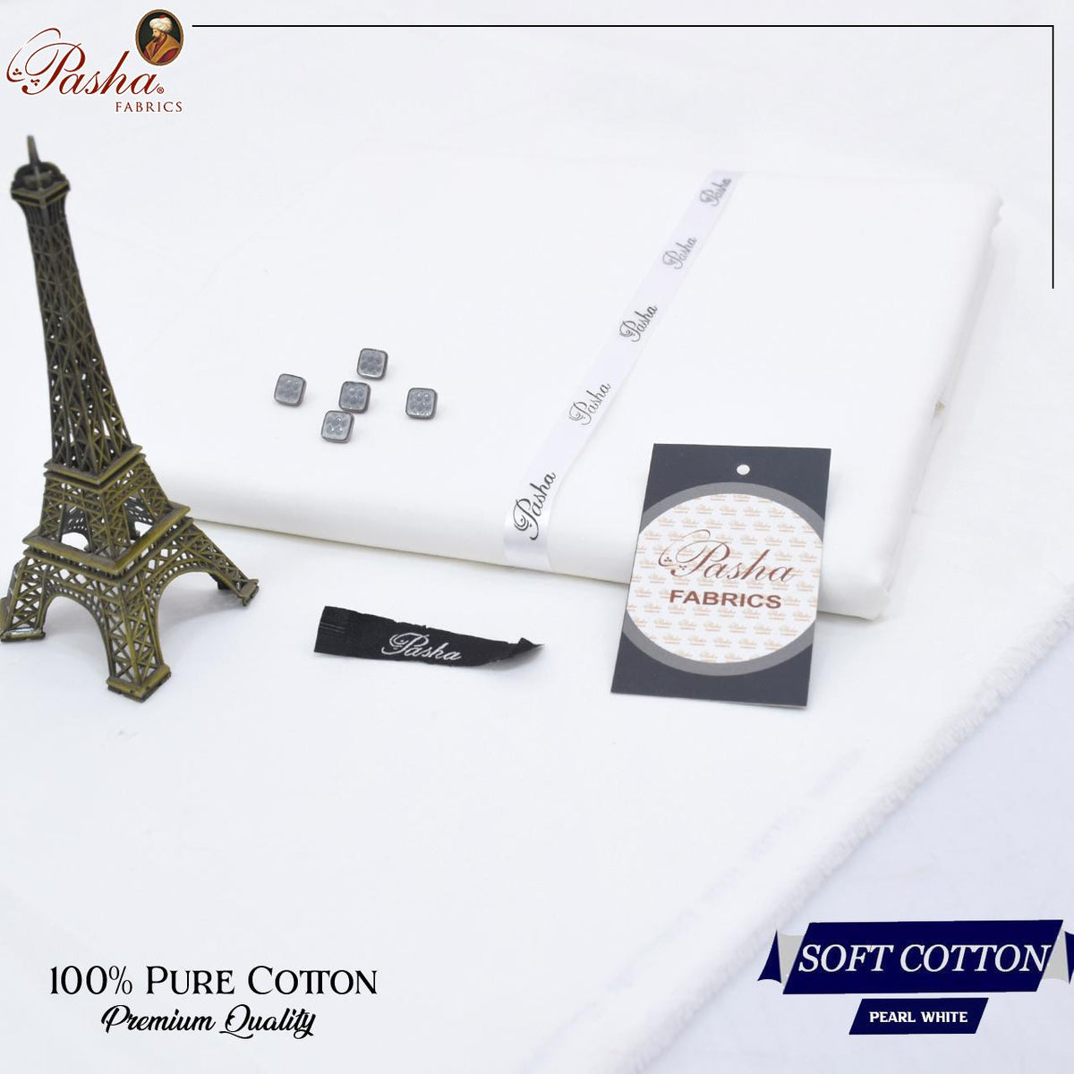 Pasha soft cotton suit for men in pearl white