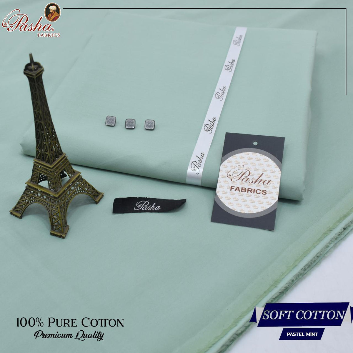 Pasha soft cotton suit for men in pastel mint