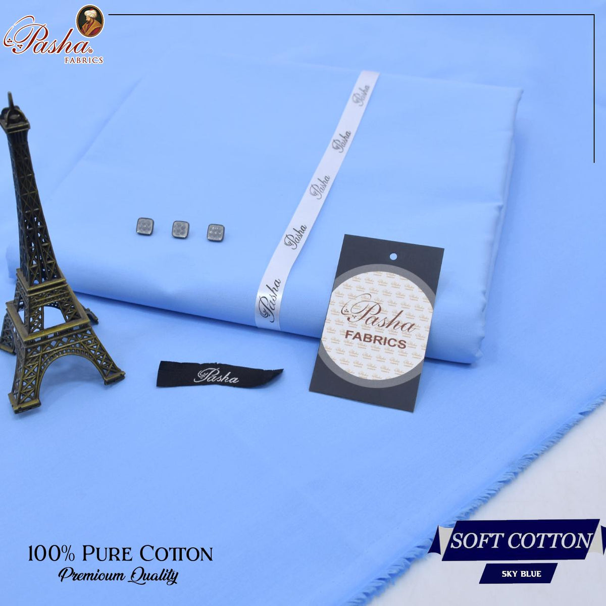 Pasha soft cotton suit for men in pure sky blue