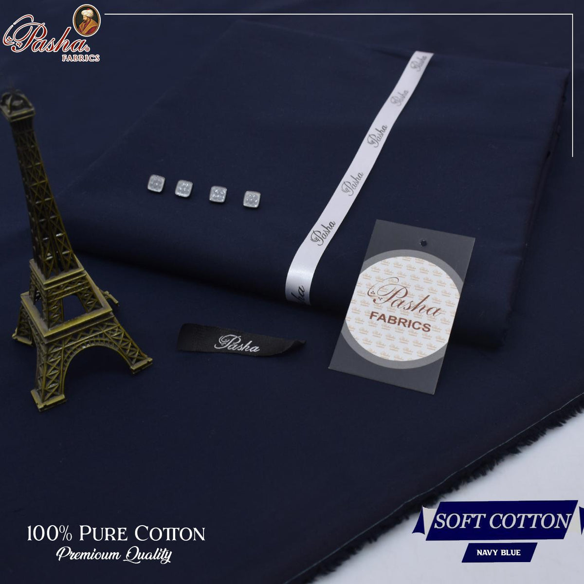 Pasha soft cotton suit for men in pure navy blue