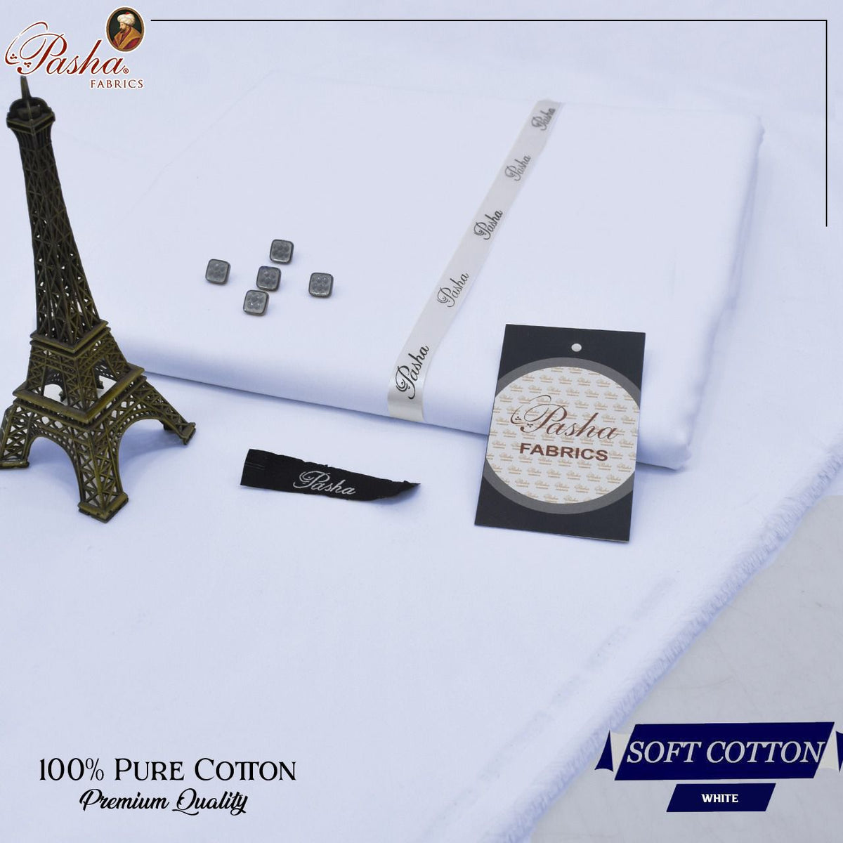 Pasha soft cotton suit for men in white