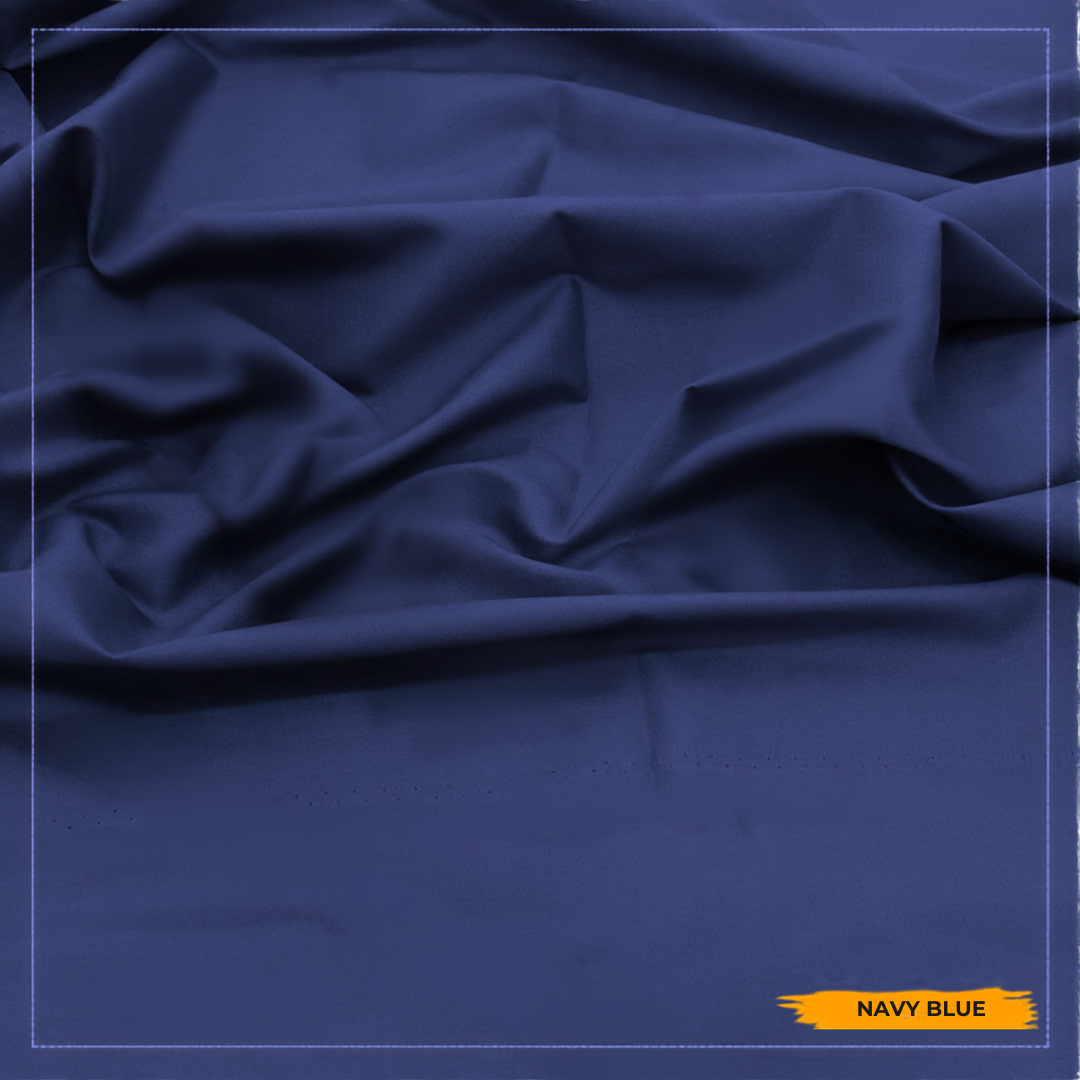 Premium Navy Blue Boski Wash N Wear – Unstitched Suit